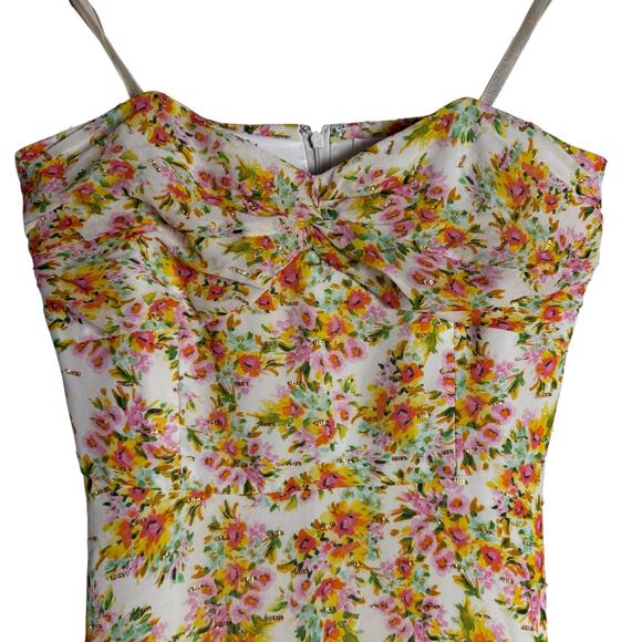 Shoshanna Remy White Orange Floral Print Strapless Ruffled Maxi Dress 8 - Picture 8 of 14